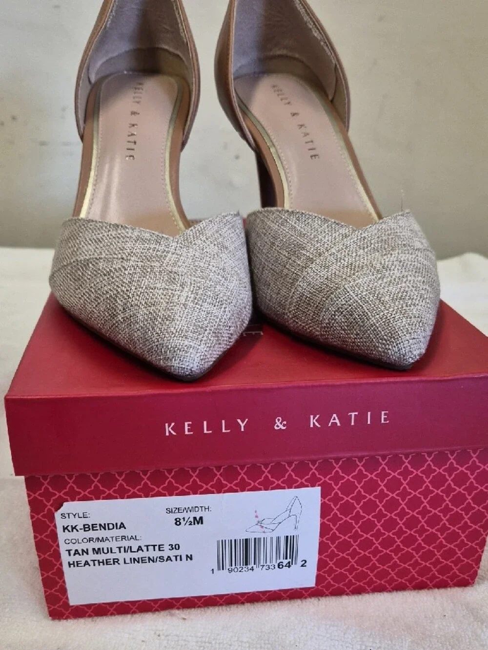 Kelly & Katie Two-Tone Pointed D'Orsay Pumps - Beige & Tan Size 8.5